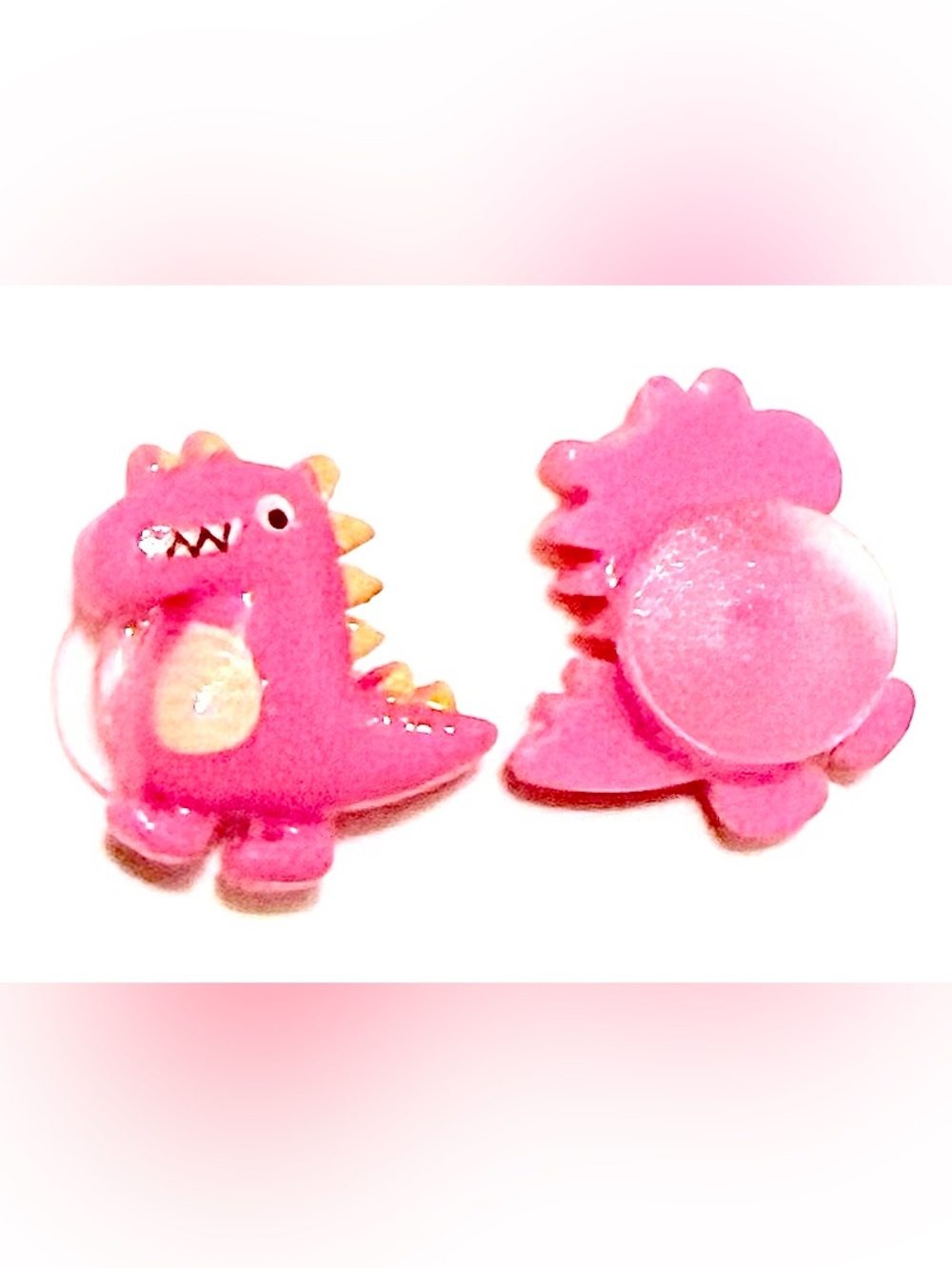 2 Pink Dinosaur Resin Glossy Croc Charms Shoe Charm Jibbit Disney Croc Charms
